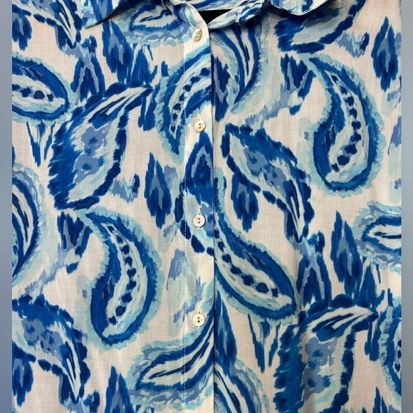 Rose + Olive Women's Blue Button Shirt Fashion Art to Wear Lightweight - Picture 2 of 9